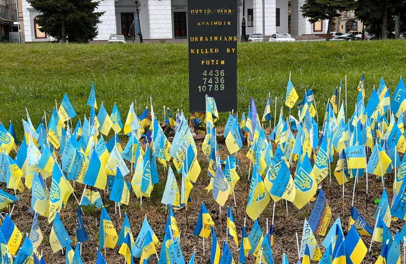 A memorial to the Ukrainian's killed in the war 