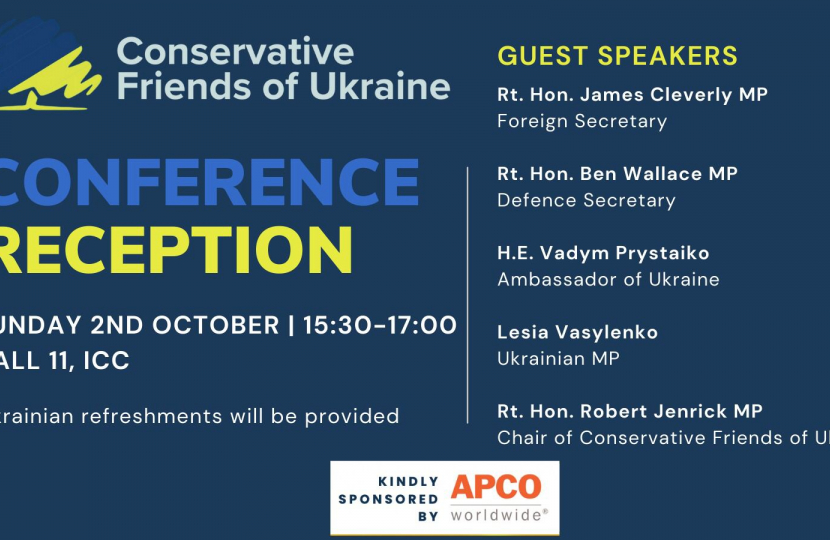 Invite to Conservative Friends of Ukraine's inaugural Conference Reception 