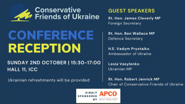 Invite to Conservative Friends of Ukraine's inaugural Conference Reception 